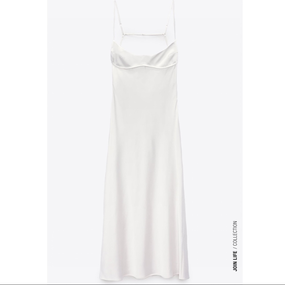 ZARA SATIN EFFECT CUT OUT DRESS